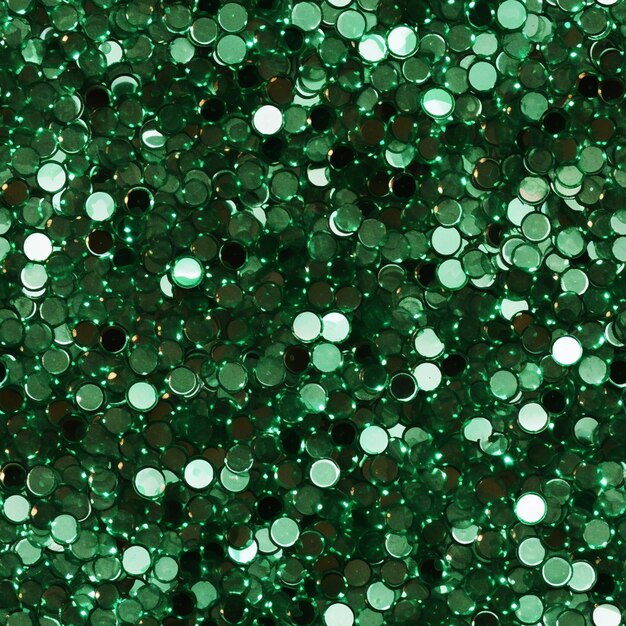 A close up of a green glitter background with lots of circles generative ai