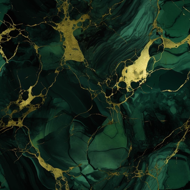 Photo a close up of a green and gold marble background generative ai