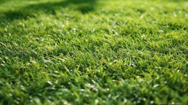 A close up of a green grass field