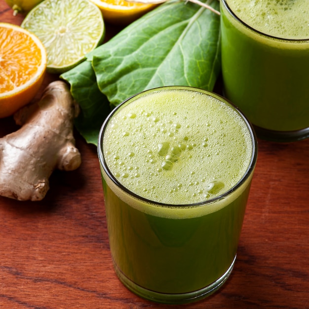 Close up green juice detox