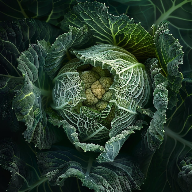 Photo a close up of a green leaf of a cabbage