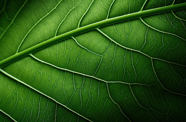 Близкий взгляд на текстуру зеленого листа для природного фона и пространства для копирования