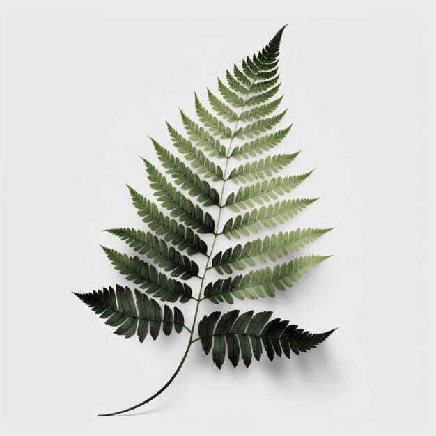 a close up of a green leaf on a white surface generative ai