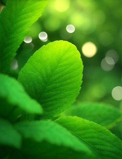 A close up of a green leaf with the sun shining through it