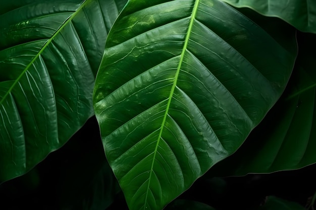 Photo a close up of a green leaf with the word jungle on it.