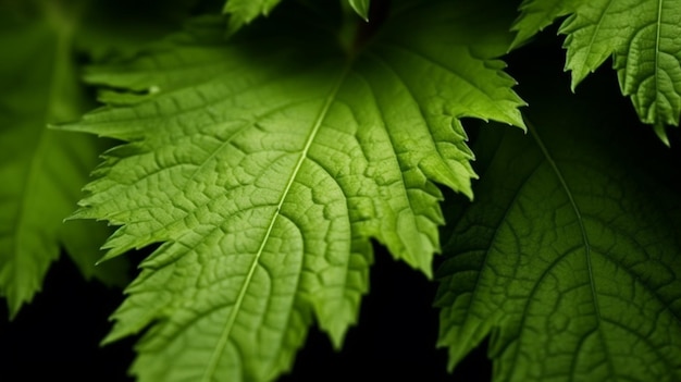 A close up of a green leaf