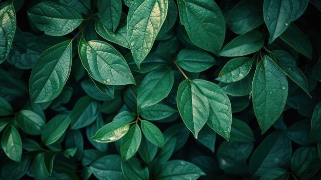 緑の葉の多い植物のクローズ アップ