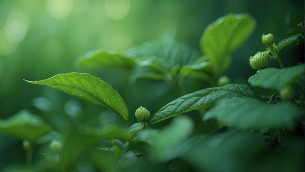 close up on green leaves in nature