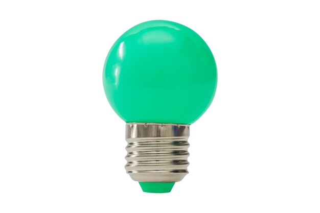 Close-up of green light bulb on white background