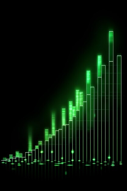 Photo a close up of a green line chart with a black background generative ai