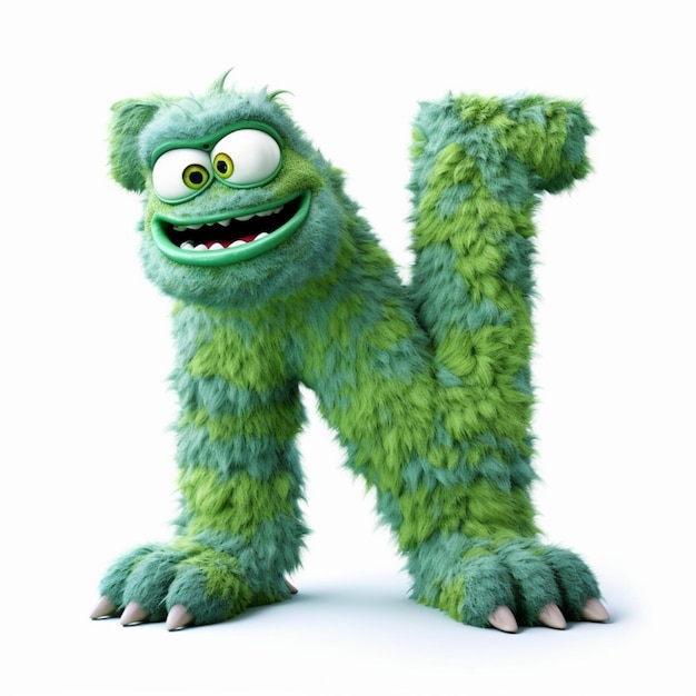 A close up of a green monster with a big smile generative ai