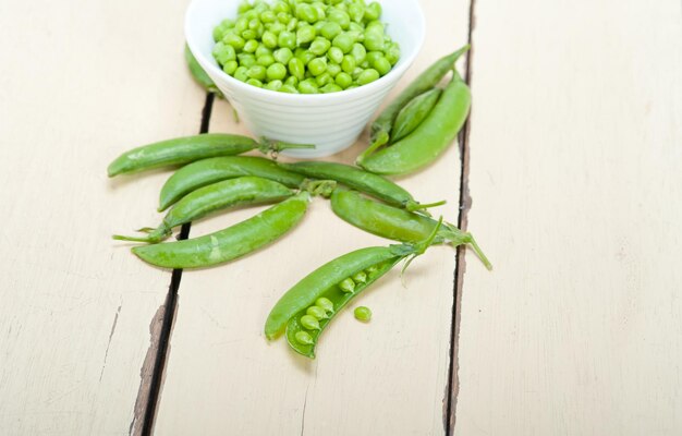 Close-up of green peas on table