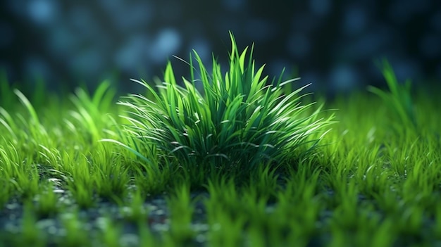 A close up of a green plant in the middle of a field generative ai