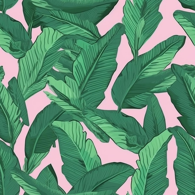 A close up of a green plant on a pink background generative ai