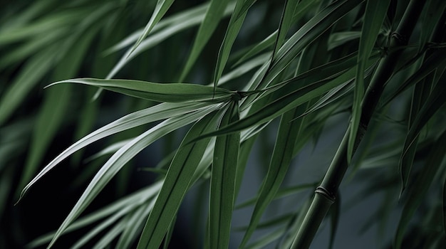 A close up of a green plant with a black background