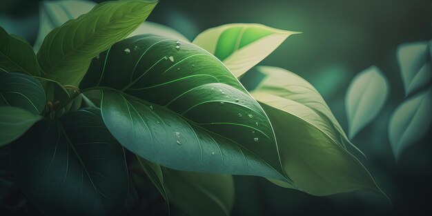 A close up of a green plant with leaves generative AI