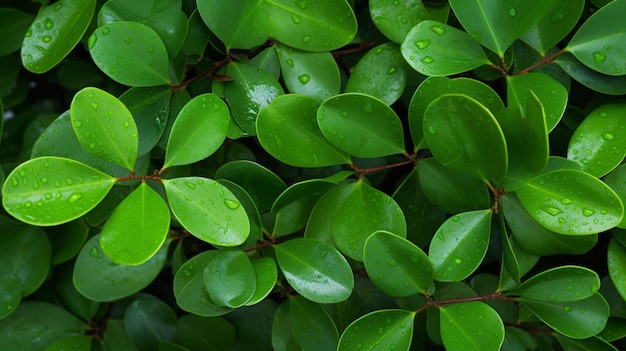 A close up of a green plant with water droplets on it generative ai