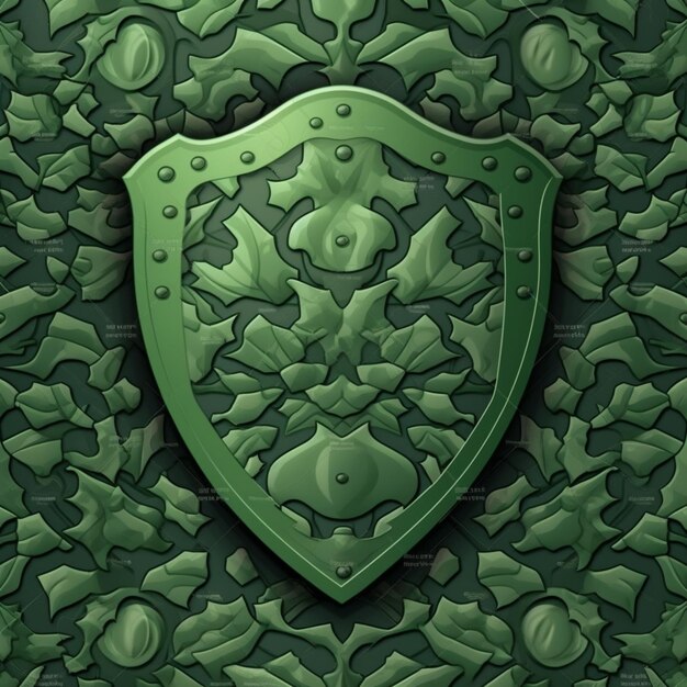 A close up of a green shield on a green background generative ai