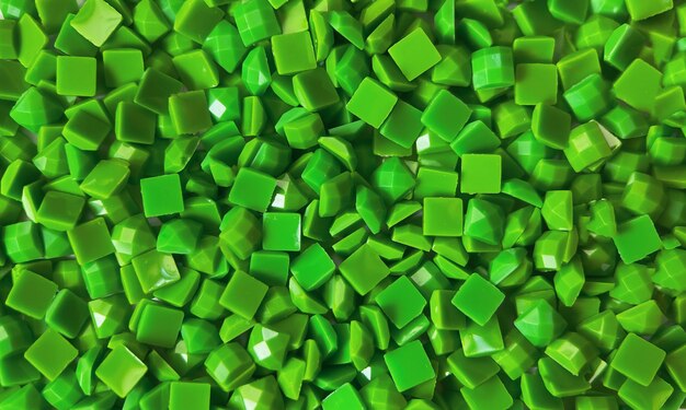 Close-up, green square diamonds for diamond embroidery. Hobbies and DIY, materials for creating diamond embroidery.