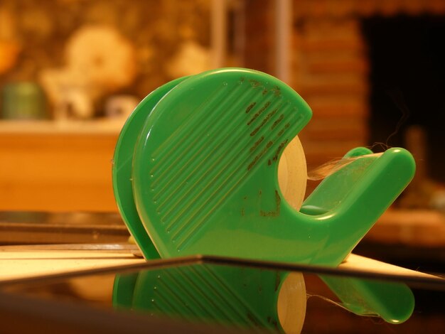 Close-up of green toy car
