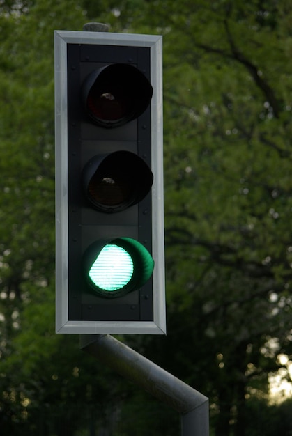 Close-up of a green traffic light