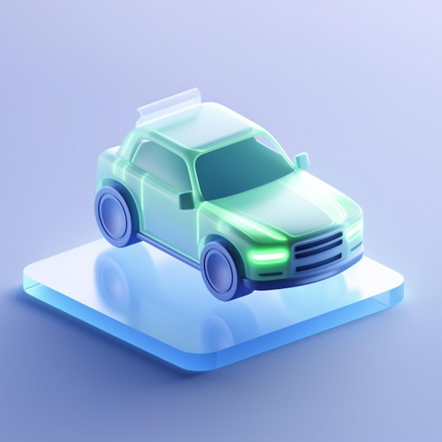 A close up of a green truck on a blue surface generative ai