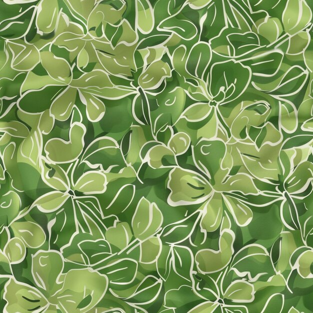 a close up of a green and white floral pattern generative ai