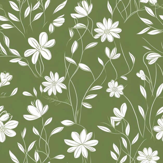 a close up of a green and white floral pattern generative ai