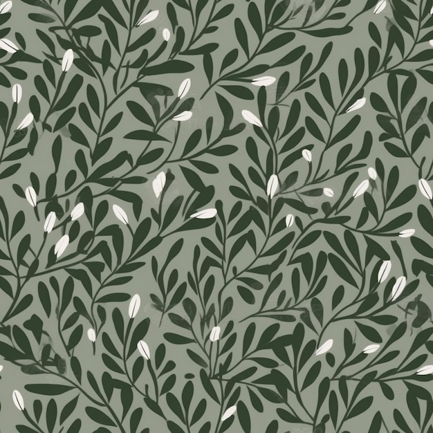 a close up of a green and white floral pattern generative ai