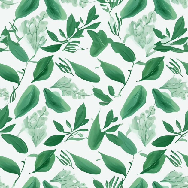 Photo a close up of a green and white floral pattern on a white background generative ai