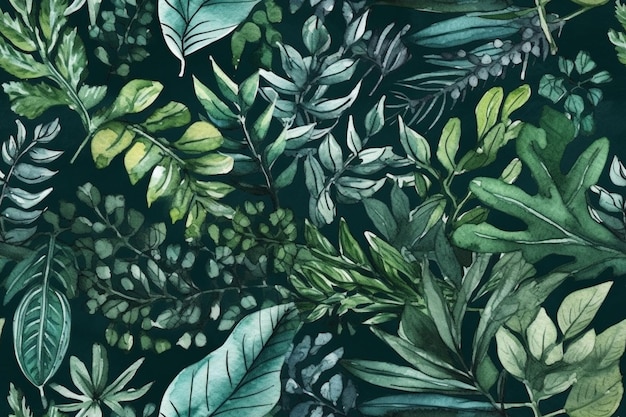 A close up of a green and white leafy pattern generative ai