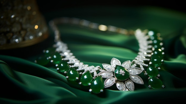 Close Up of Green and White Necklace