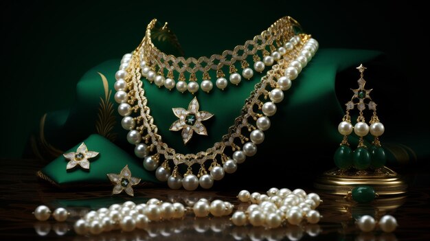 Close Up of Green and White Necklace