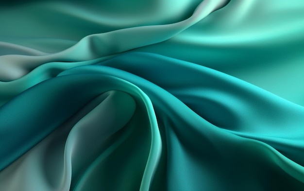 A close up of a green and white silk fabric with a black background generative ai