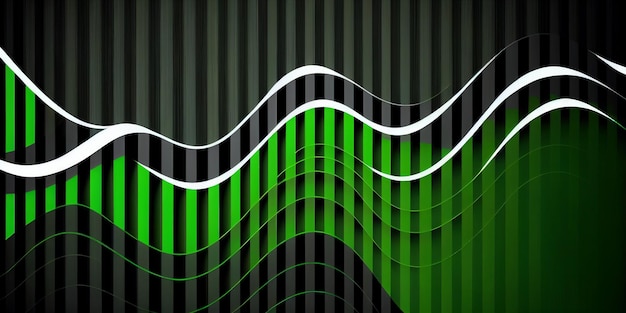 Крупный план зелено-белого полосатого фона с черным генеративным искусственным интеллектом