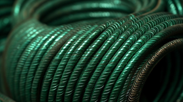 A close up of a green wire