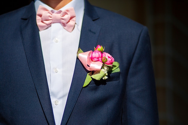 Photo close-up of groom's suit at the wedding