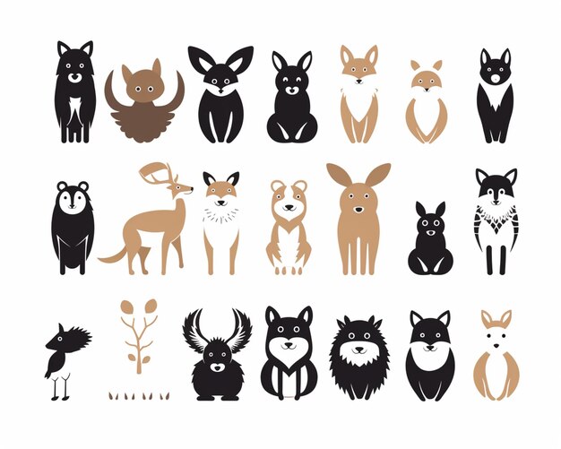 Photo a close up of a group of animals on a white background generative ai