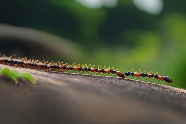 Photo a close up of a group of ants on a plant