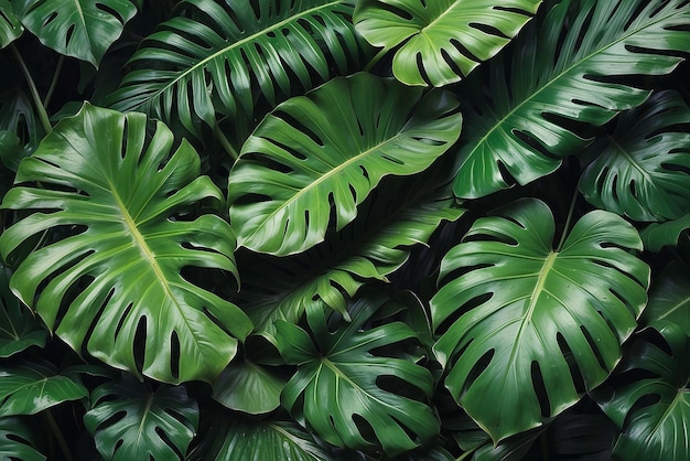 Photo close up group of background tropical green leaves texture and abstract background tropical leaf nature concept