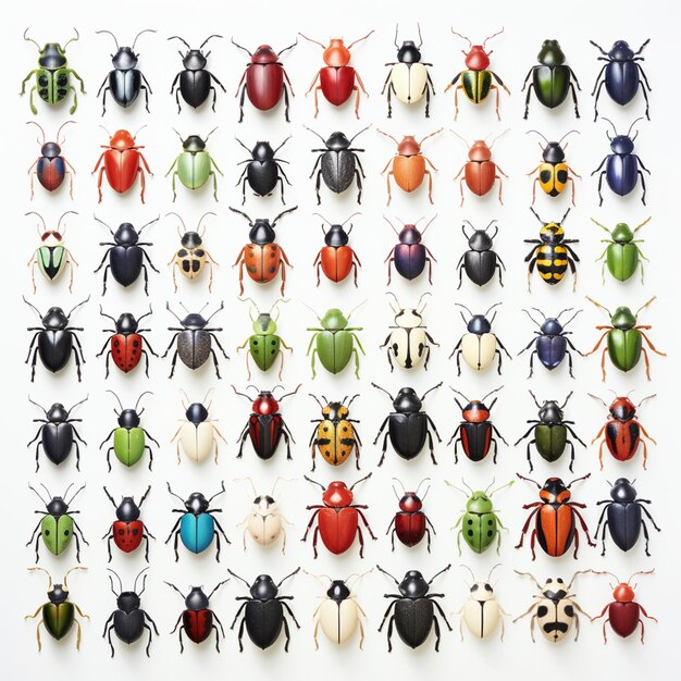 a close up of a group of bugs on a white surface generative ai