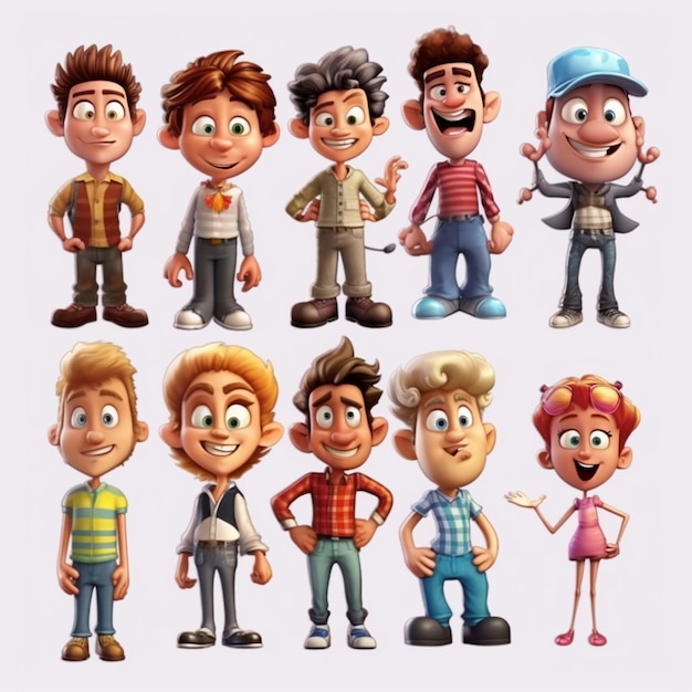 a close up of a group of cartoon characters with different expressions generative ai