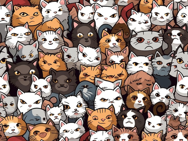 a close up of a group of cats with different colors generative ai