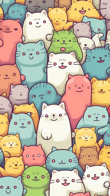 A close up of a group of cats with different colors generative ai