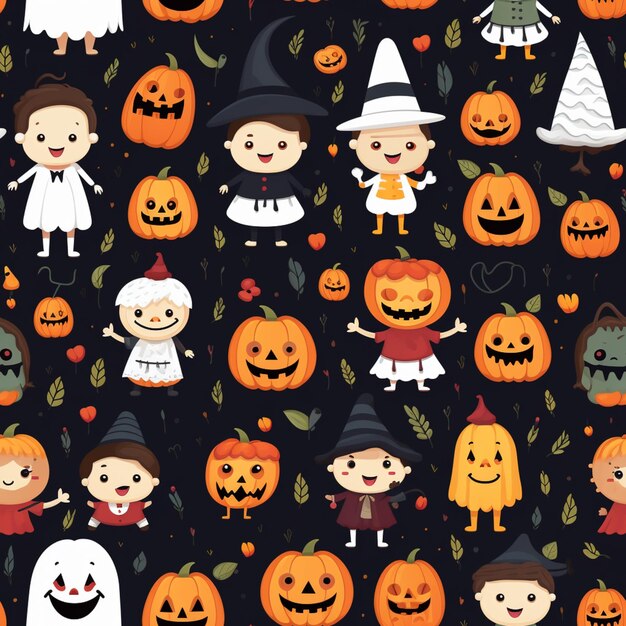 ハロウィーンの衣装を着た子供たちのグループのクローズアップ