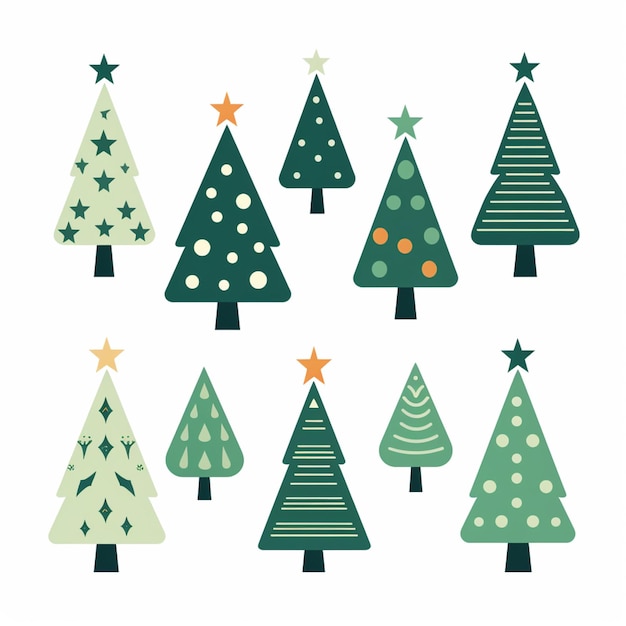 a close up of a group of christmas trees with stars generative ai