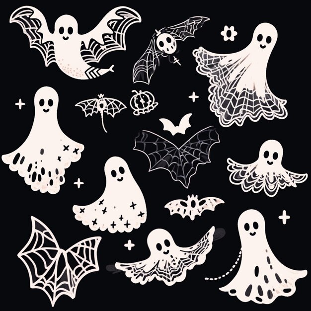 a close up of a group of cut outs of halloween decorations generative ai