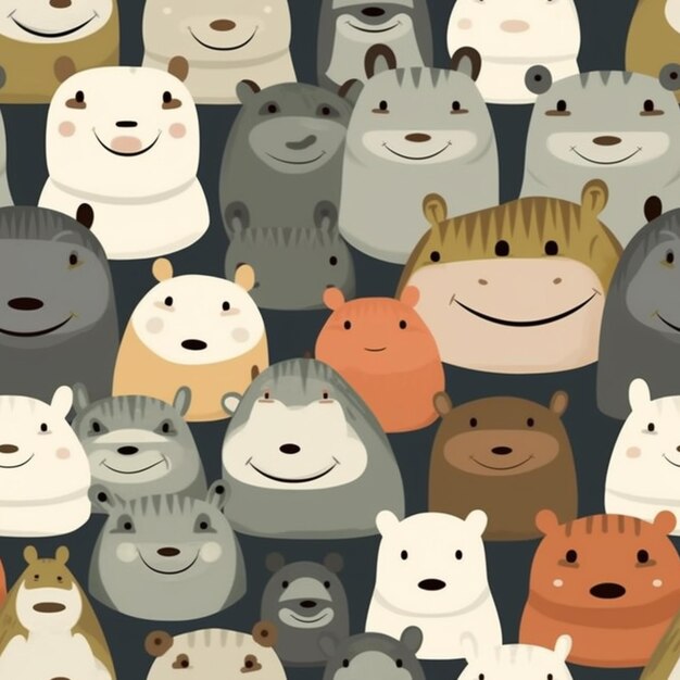 A close up of a group of different colored animals generative ai