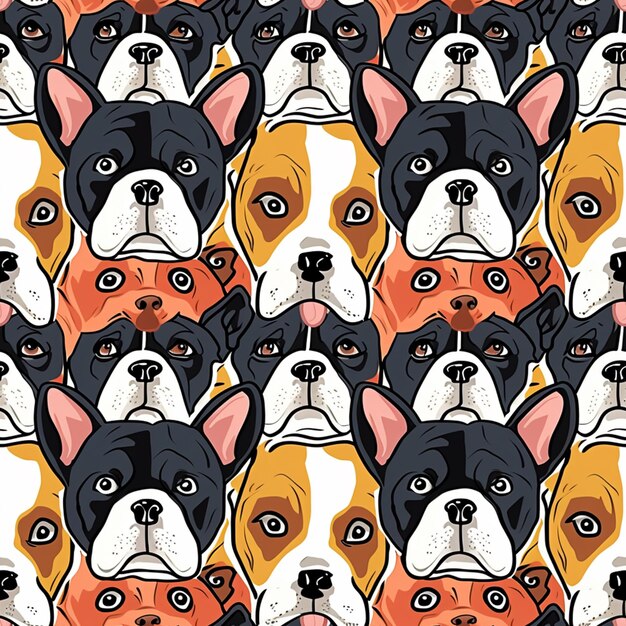 a close up of a group of dogs with different colored faces generative ai