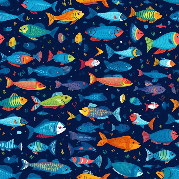 Photo a close up of a group of fish on a blue background generative ai